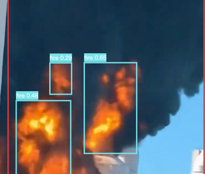 Open flame and smoke